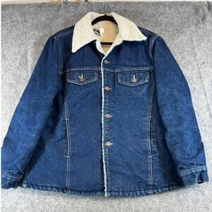 Vintage 80s Big Mac Denim Jacket Mens Medium Blue Sherpa Lined Workwear Coat USA